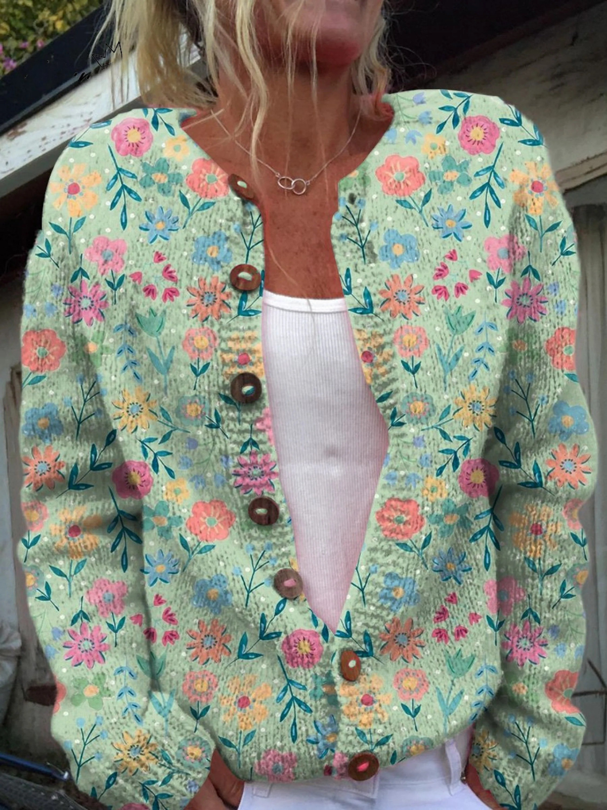 Foxfield™ | Kardigan damski w kwiaty w stylu vintage